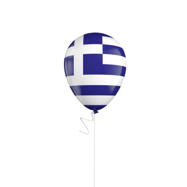 Yunanistan bayrak bir dize üzerinde balon. 3B Işleme