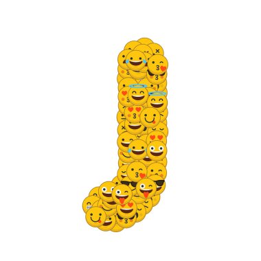 Emoji gülen karakterler büyük harf J