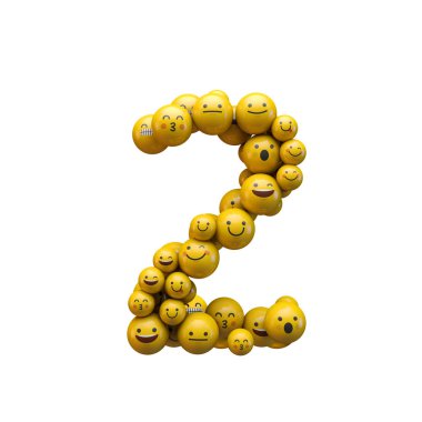 2 numaralı emoji karakter yazı tipi. 3B Işleme