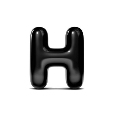 parlak harf H kabarcık yazı tipi beyaz arka planda yalıtılmış. 3D Ren