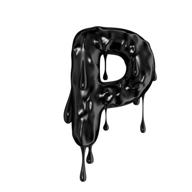 Black dripping slime halloween capital letter P clipart