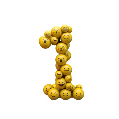 1 numaralı emoji karakter yazı tipi. 3B Işleme