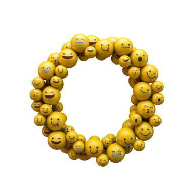 Letter O emoji karakter yazı tipi. 3B Işleme