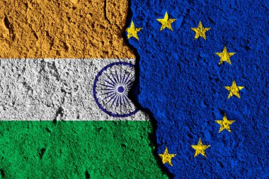 Avrupa Birliği ve Hindistan bayrakları arasında çatlak. siyasi ilişki