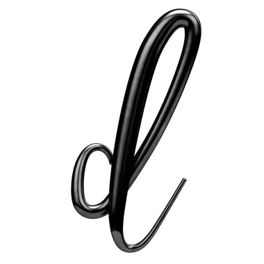 Harf D siyah el yazısı Script yazı tipi. 3B Işleme