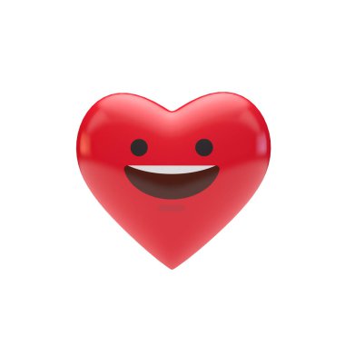 Emoji ifade karakter kırmızı kalp şekli. 3B Işleme