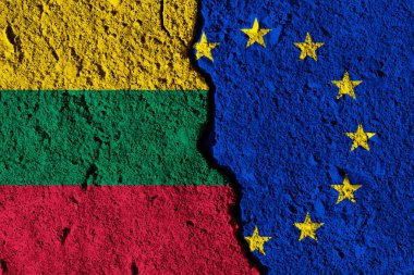 Avrupa Birliği ve Litvanya bayrakları arasında çatlak. siyasi rela