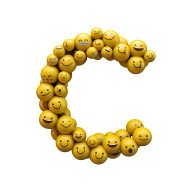 Harf C emoji karakter yazı tipi. 3B Işleme