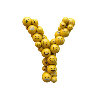 Harf Y emojisi karakter yazı tipi. 3B Işleme