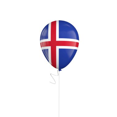 Bir dize üzerinde İzlanda bayrağı balon. 3B Işleme