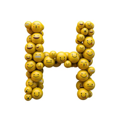 Harf H emoji karakter yazı tipi. 3B Işleme