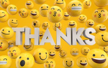 Kelime sayesinde Emoji ifade karakter yüzleri seti, 3D R