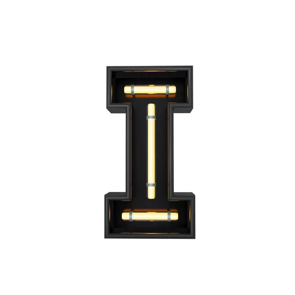 Neon styl litera I. świecące Neon list kapitałowy. 3D Rende — Zdjęcie stockowe