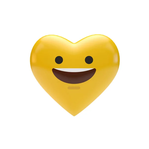 Emoji emoticon personaggio a forma di cuore. Rendering 3D — Foto Stock