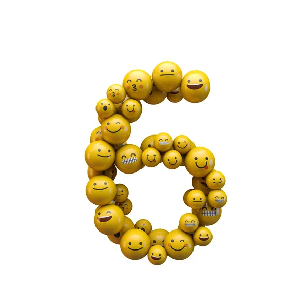 Nummer 6 emoji karakter lettertype. 3D-rendering — Stockfoto