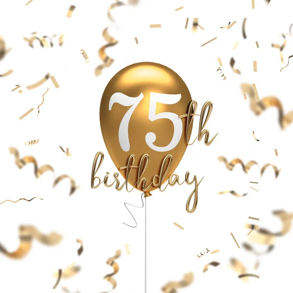 Glückwunsch zum 75. Geburtstag Gold Ballon Gruß Hintergrund. 3D-Renderi — Stockfoto