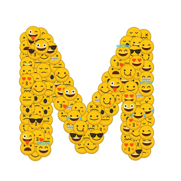 Emoji smiley karakterek az M betű — Stock Fotó