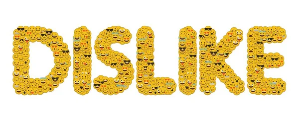The word dislike written in social media emoji smiley characters — Stock Photo, Image