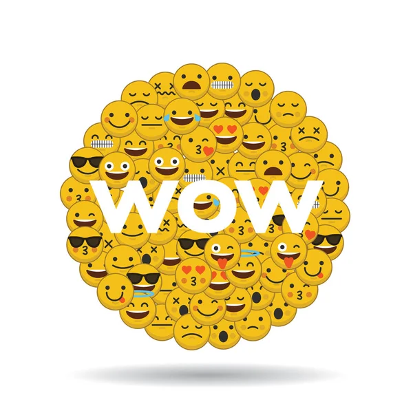 Emoticonos emoticones rostros de carácter en un círculo con mensaje — Foto de Stock