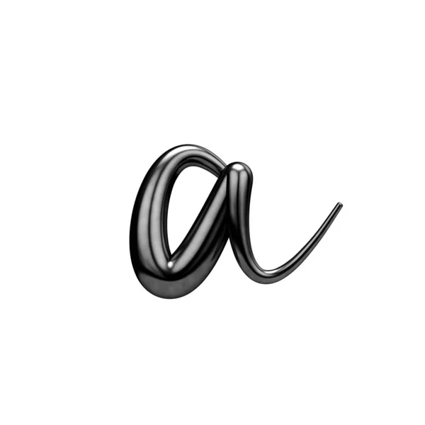 Letter Un font nero scritto a mano. Rendering 3D — Foto Stock