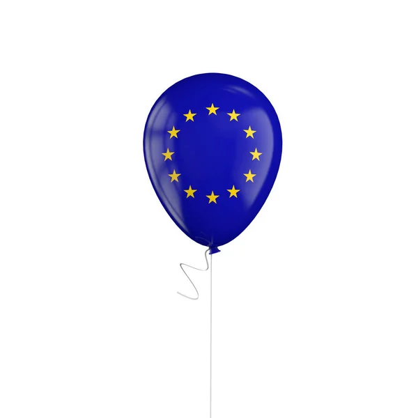 欧州連合の旗のバルーンを文字列にします。3D レンダリング — ストック写真