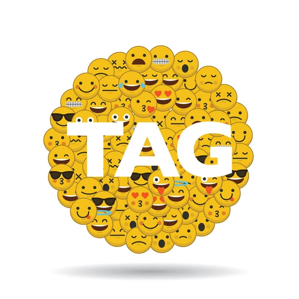 Faccine emoticon emoji carattere in un cerchio con messaggio — Foto Stock