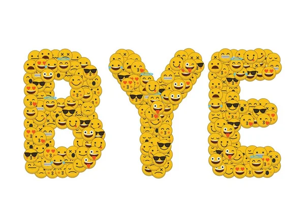 Cuvântul bye scris în social media emoji smiley caractere — Fotografie, imagine de stoc