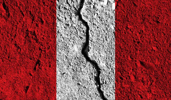 Bandera de Perú con grieta en el medio. País concepto dividido — Foto de Stock