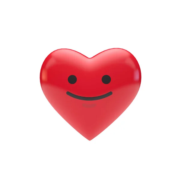 Emoji emoticon personaggio rosso a forma di cuore. Rendering 3D — Foto Stock