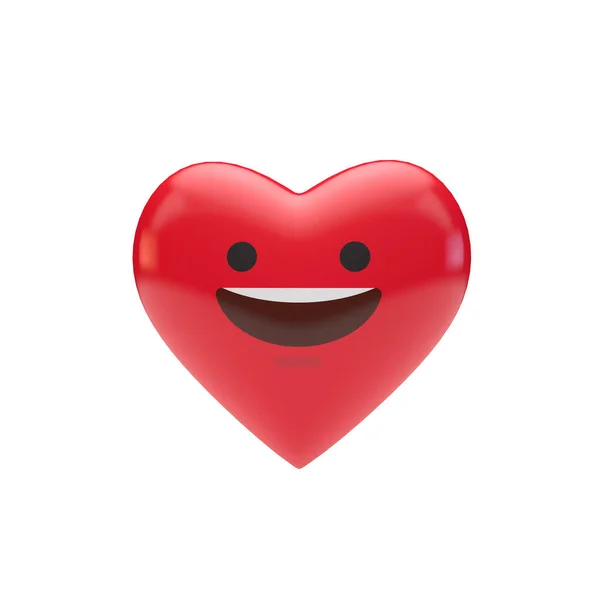 Emoji-Emoticon Charakter rote Herzform. 3D-Darstellung — Stockfoto