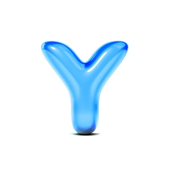 Γυαλιστερό γράμμα Y γραμματοσειρά φούσκα απομονώνεται σε λευκό φόντο. 3D Ren — Φωτογραφία Αρχείου