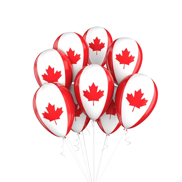 Прапор Канади пучок повітряних куль на нитку. 3D-рендерінг — стокове фото
