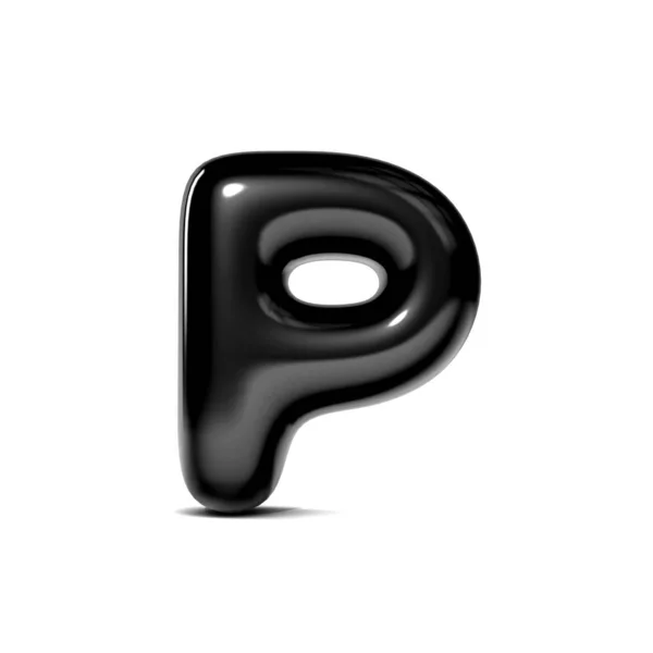 Lesklé písmeno P bublinové písmo izolované na bílém pozadí. 3D Ren — Stock fotografie