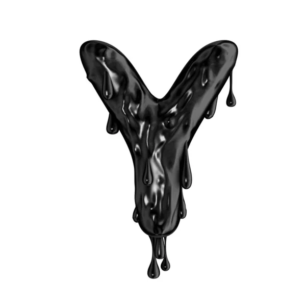 Black dripping slime halloween capital letter Y — Stock Photo, Image