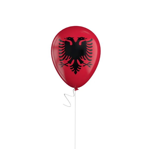 Albanien flagga ballong på en sträng. 3D-rendering — Stockfoto