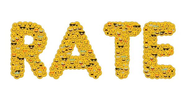 La tasa de palabras escrita en las redes sociales emoji sonrientes personajes — Foto de Stock
