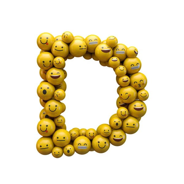 Letter D emoji karakter lettertype. 3D-rendering — Stockfoto