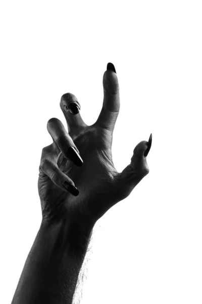 Preto assustador mão monstro halloween com unhas longas — Fotografia de Stock