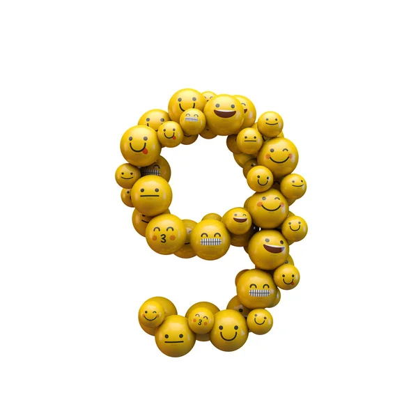 Nummer 9 emoji karakter lettertype. 3D-rendering — Stockfoto