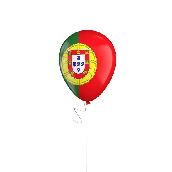 Bandeira de Portugal balão em uma corda. Renderização 3D — Fotografia de Stock