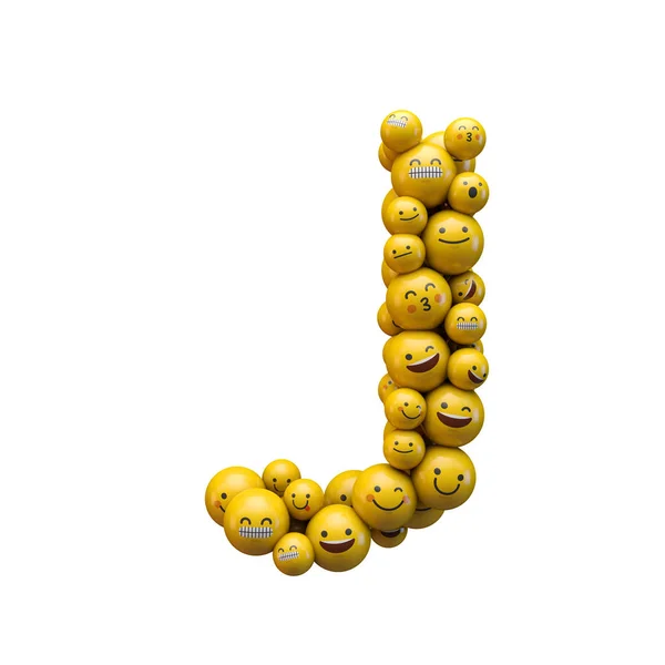 Litera J emoji czcionka znaków. Renderowanie 3D — Zdjęcie stockowe
