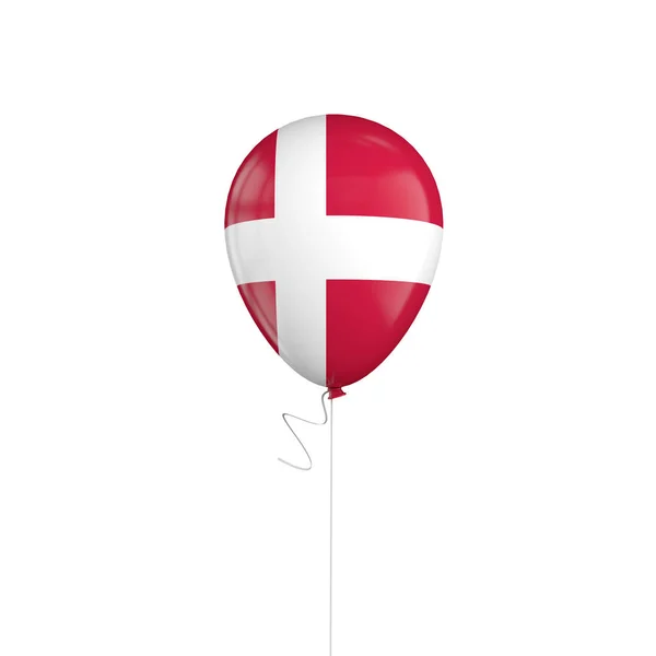 Шарик с флагом Дании на веревке. 3D рендеринг — стоковое фото