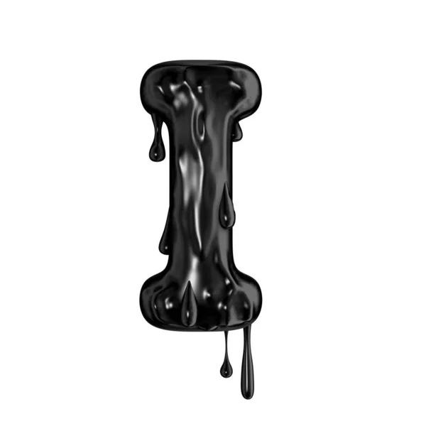 Black dripping slime halloween capital letter I — Stock Photo, Image