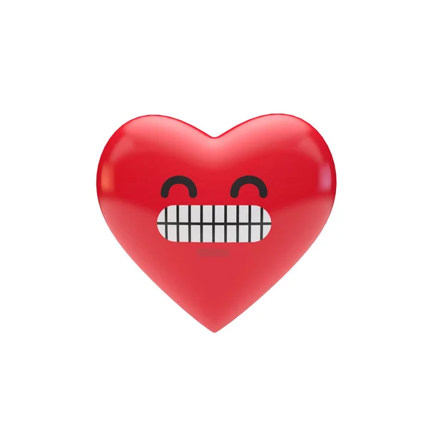 Emoji-Emoticon Charakter rote Herzform. 3D-Darstellung — Stockfoto
