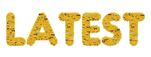 La última palabra escrita en las redes sociales emoji sonrientes personajes —  Fotos de Stock