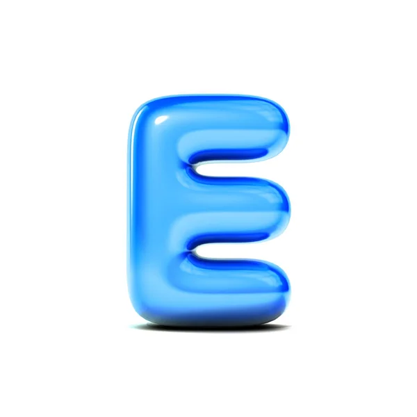 Glanzende letter E Bubble lettertype geïsoleerd op witte achtergrond. 3D ren — Stockfoto