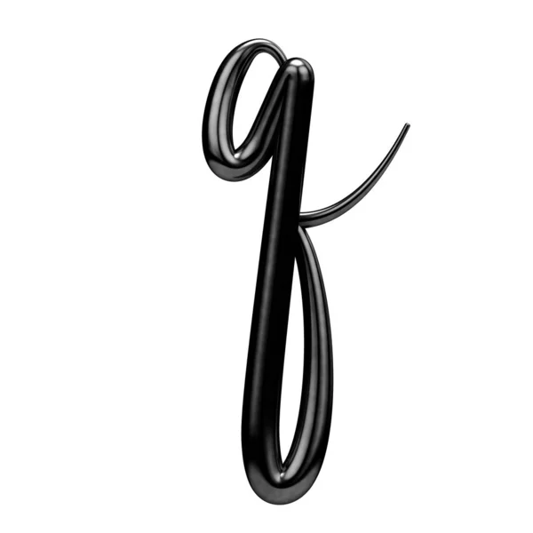Harf Q siyah el yazısı Script yazı tipi. 3B Işleme — Stok fotoğraf