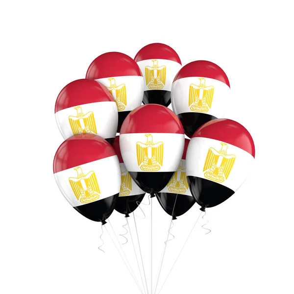 Egypte vlag bos van ballonnen op tekenreeks. 3D-rendering — Stockfoto