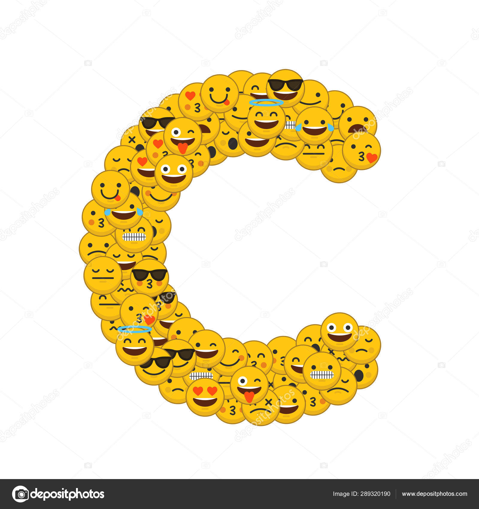 Caracteres sorridentes Emoji letra maiúscula C — Foto © InkDropCreative  #289320190, image size:1600x1700