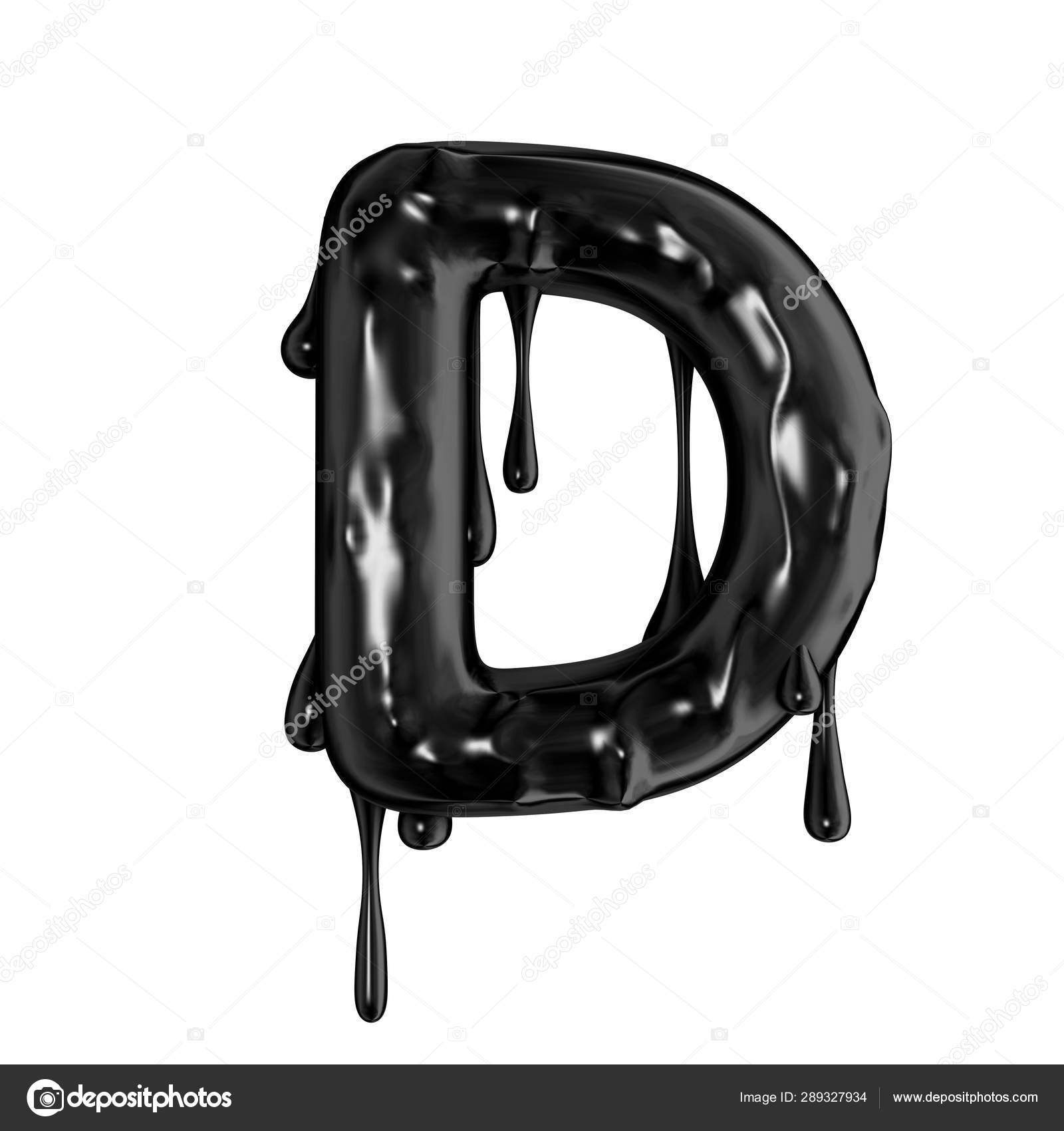 Black dripping slime halloween capital letter D — Stock Photo